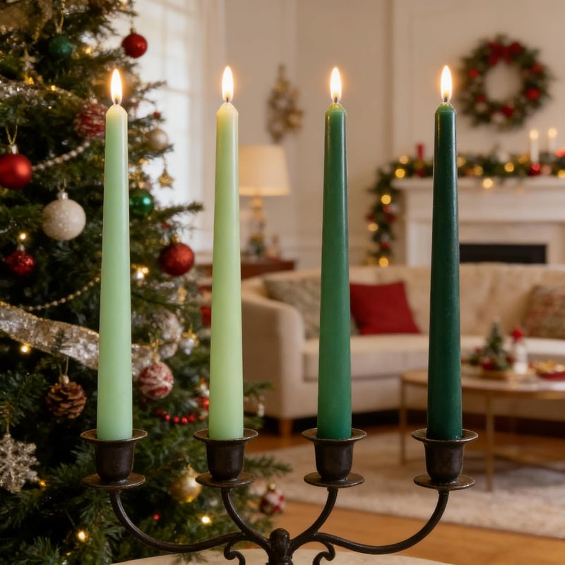 Sihuida 12-Pack Gradient Green Taper Candles, 10 Inch Unscented Dripless Candlesticks, Long-Lastin8g Burn Time of 7-8 Hours, Perfect for Home Décor Spring St. Patrick's Day and Events - Image 4